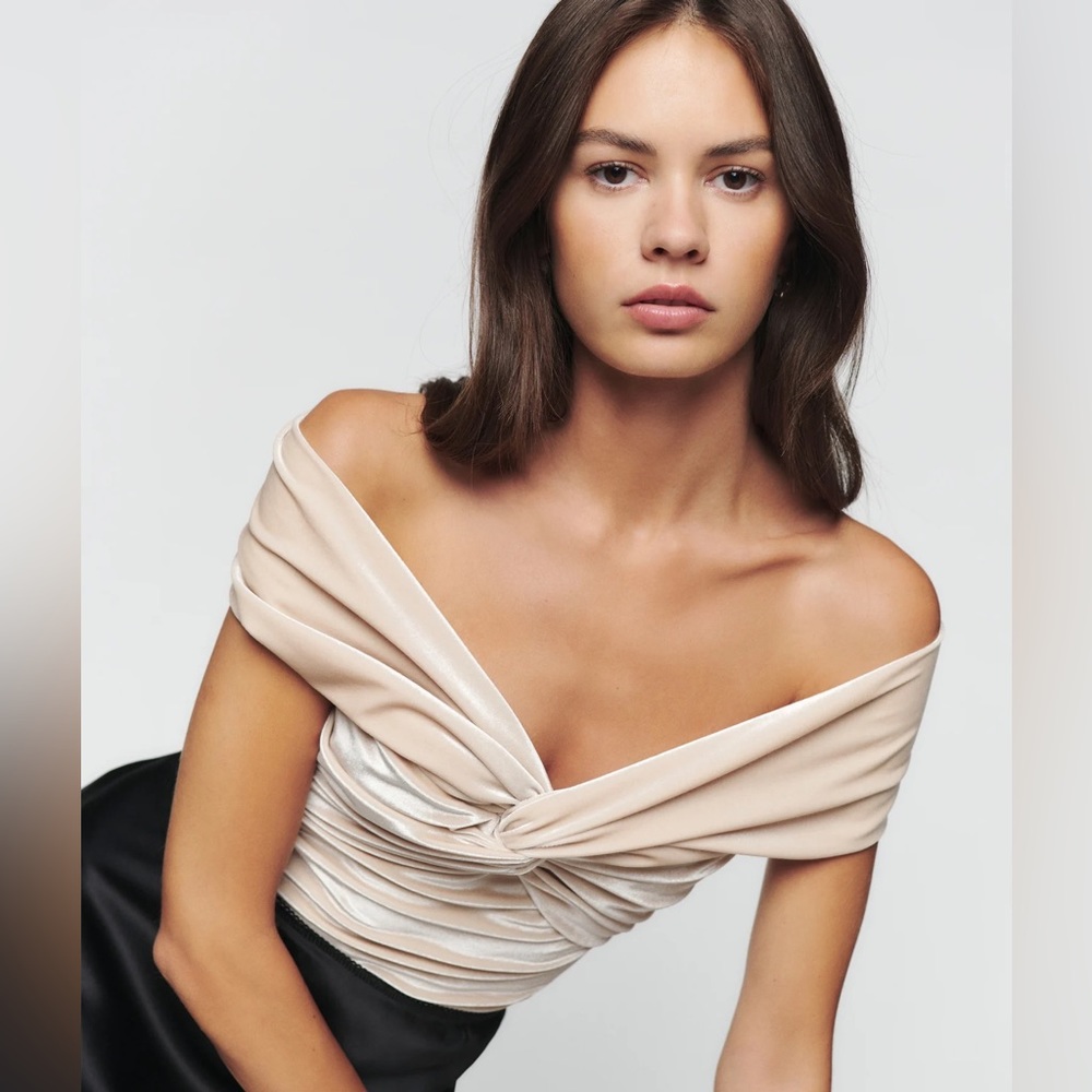 Reformation Ezlynn Knit Velvet Top